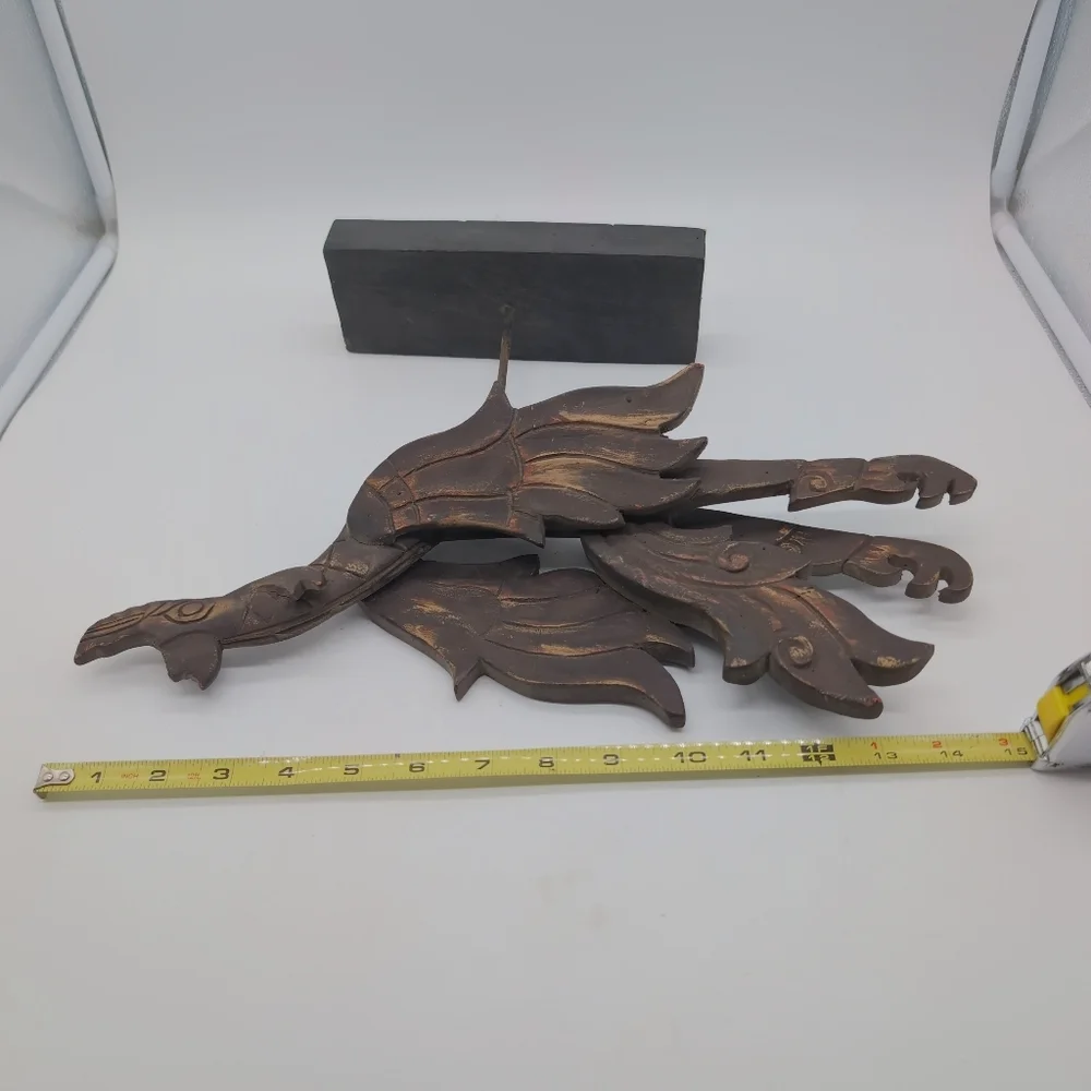 Thailand Carved Dragon/ Phoenix Flying Dewi Sculpture - Picture 5 of 6